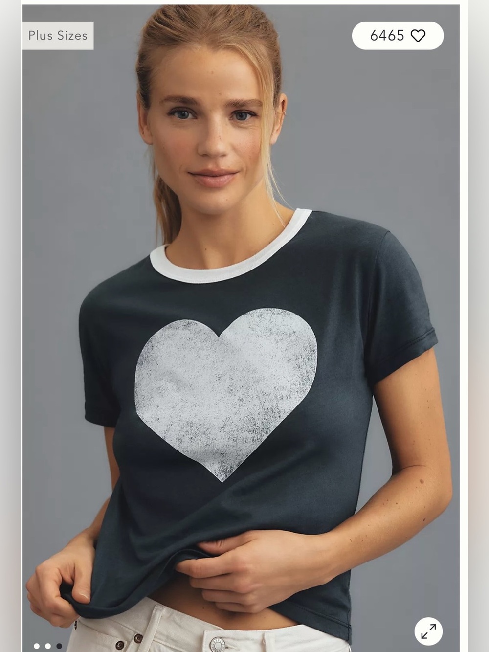 Women’s Black Heart Ringer Tee with White Heart
